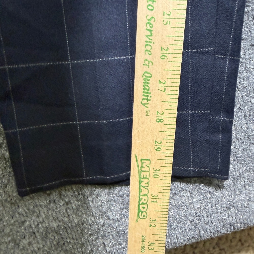 Express Slim Pleated Dress Pants Mens 36x34 Blue Windowpane Plaid Cotton Stretch - Picture 12 of 16
